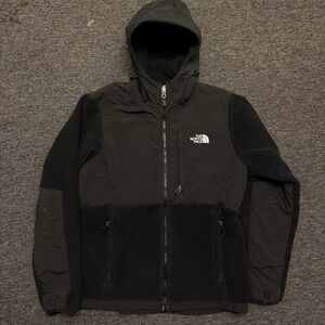 Vintage The North Face Denali Full Zip Hooded Fleece Jacket Women's Med Black